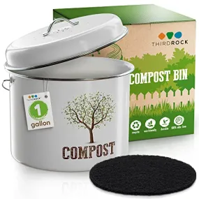 Third Rock Kitchen Compost Bin Countertop 1.0 Gallon Small Compost Bin