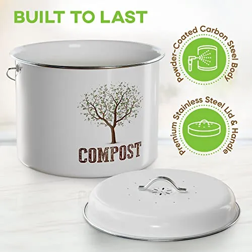 Third Rock Kitchen Compost Bin Countertop 1.0 Gallon Small Compost Bin