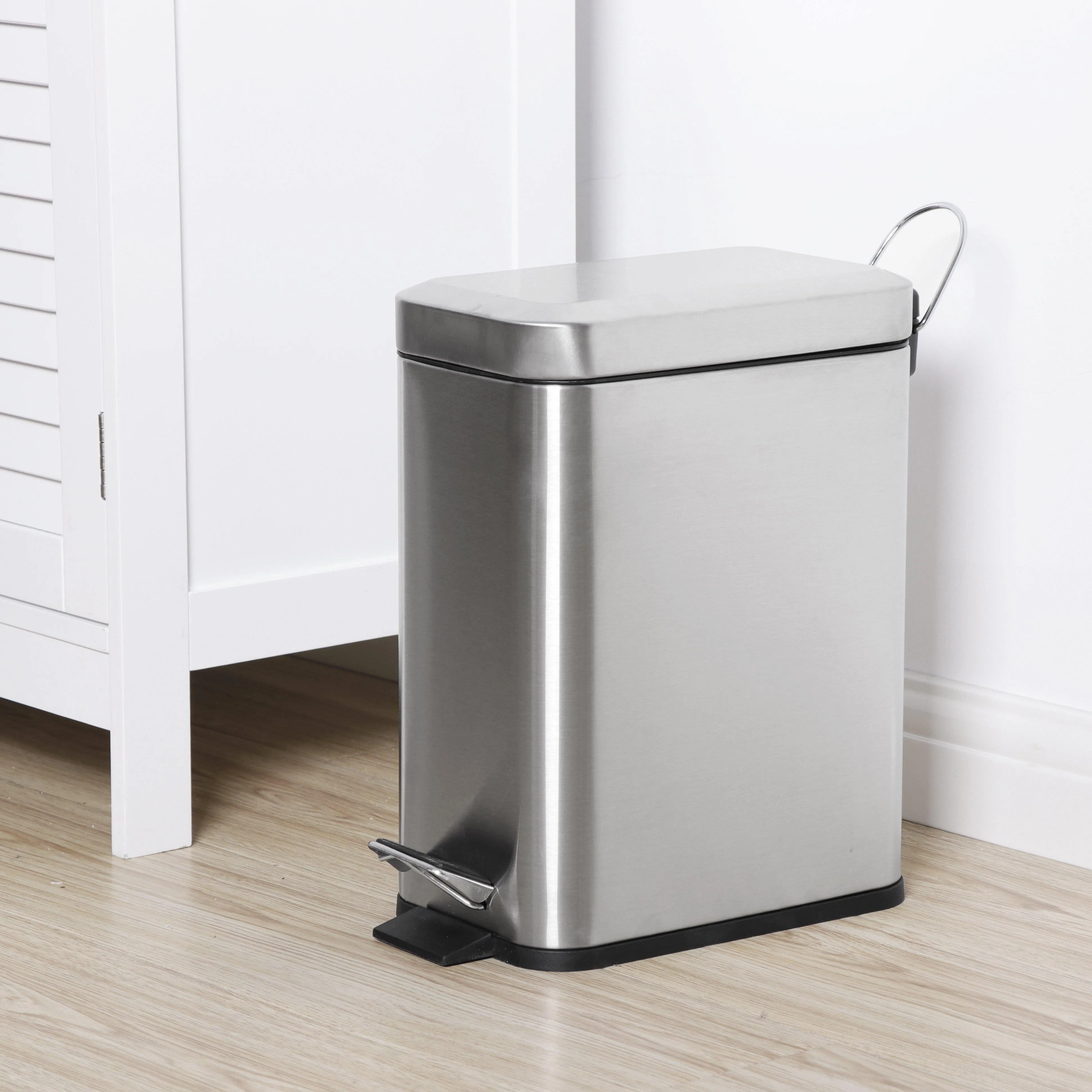 ZENY™ 1.3 Gallon Rectangular Small Trash Can with Removable Inner Wastebasket, Stainless Steel Step